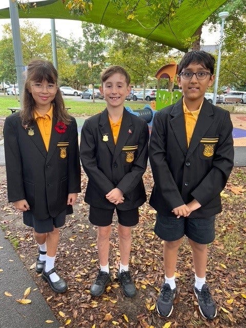 Three school leaders Our School leaders at Ryde Anzac Day Community Ceremony